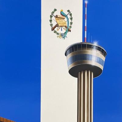 ARTIST: LAINE VAIGUR / San Antonio - Tower of Americas + Bandera Guatemala Poster