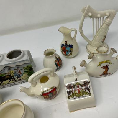 Crested Ware Collection 10 lots of souvenir Miniature items