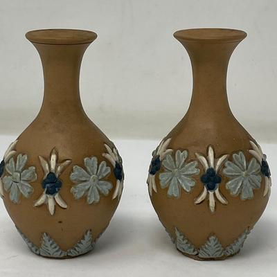 Vintage Twin DOULTON LAMBETH SILICON WARE stamped numbered vases