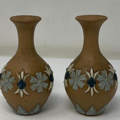 Vintage Twin DOULTON LAMBETH SILICON WARE stamped numbered vases