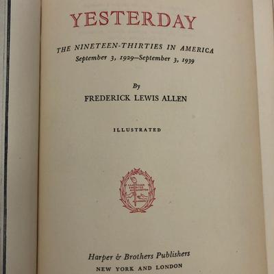 Frederick Lewis Allen: Since Yesterday.1940 Edition.