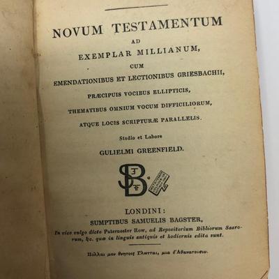 Guliemi Greenfield: Novum Testamentum Ad Examplar Milianum -1829 Edition.