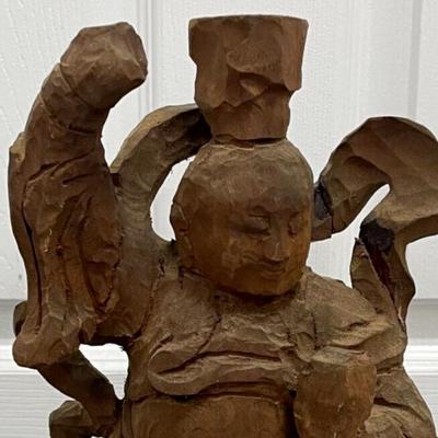 20th Century Chinese Temple Hand Carved Wood Statue