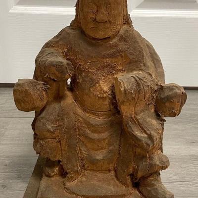 20th Century Chinese Temple Hand Carved Wood Statue #4