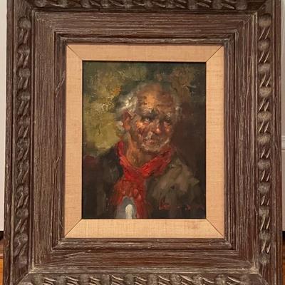 Obscure Signed Male Portait Oil Painting