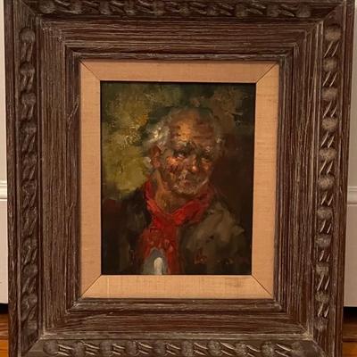 Obscure Signed Male Portait Oil Painting