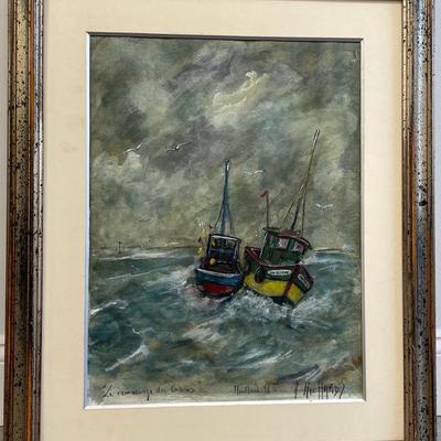 Signed A. Richard Seascape Oil Painting