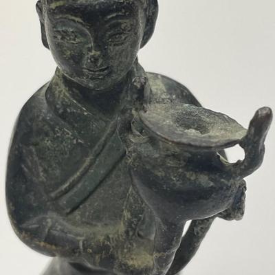 Antique Qing Dynasty Bronze Palace Statue
