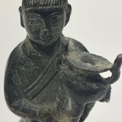 Antique Qing Dynasty Bronze Palace Statue