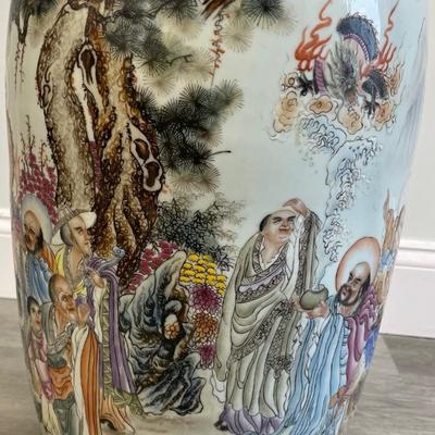 Large Republic Period Chinese Famille Verte Vase w/ Cover