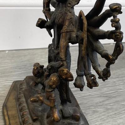 Antique Mahishasura Mardini Hindu Goddess Diety Figurine