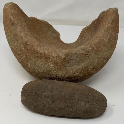 Antique Native American Indian Mortar Stone & Pestle