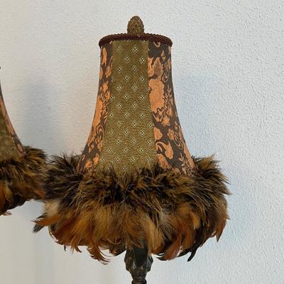 Pair (2) Feathered Table Lamps