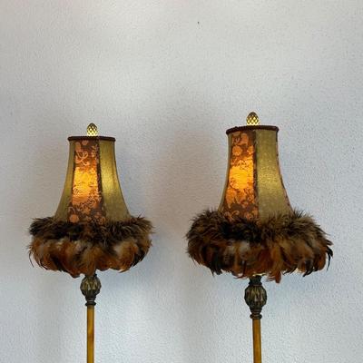 Pair (2) Feathered Table Lamps