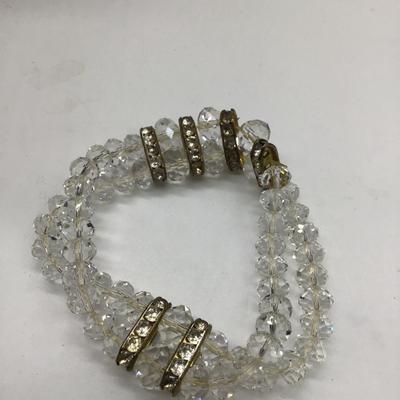 Clear beaded charm bracelet