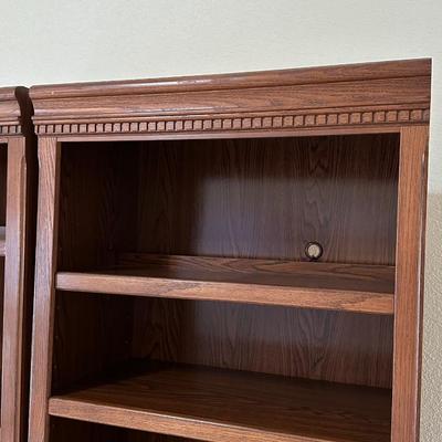 Pair (2) Lighted Laminated Bookshelves w/ Flip Top Desk