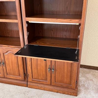 Pair (2) Lighted Laminated Bookshelves w/ Flip Top Desk