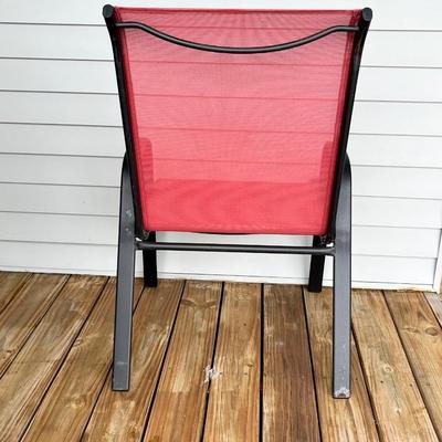 Stackable Red Sling Patio Chairs ~ Set Of Four (4) ~ *Read Details