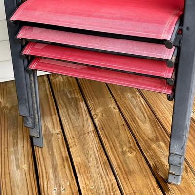 Stackable Red Sling Patio Chairs ~ Set Of Four (4) ~ *Read Details