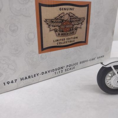 Harley-Davidson 1947 Police Servi-Car Motorcycle Die Cast Coin Bank with Box (#15)