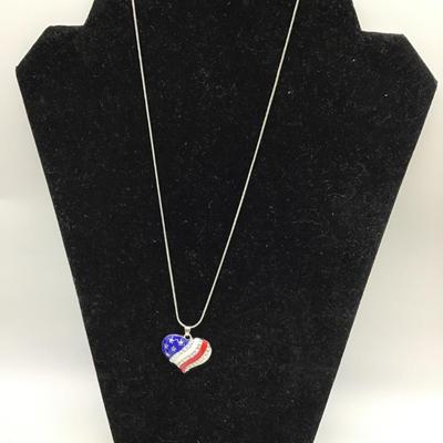 American flag heart necklace
