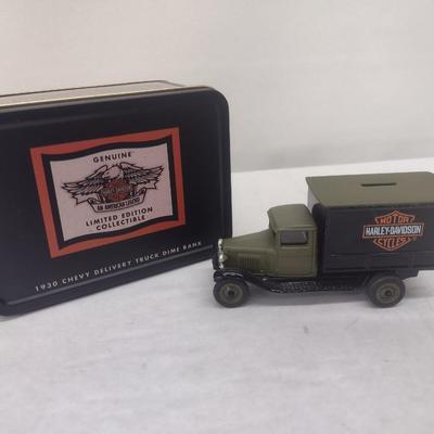Harley-Davidson 1930 Chevy Delivery Truck Die Cast Coin Bank with Box (#17)