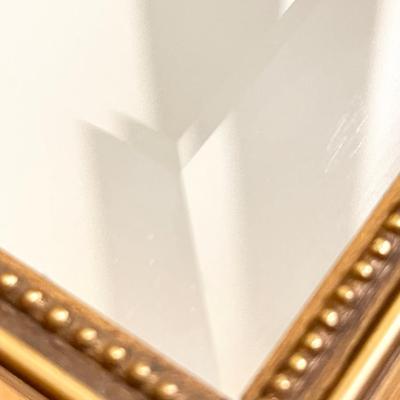 Solid Wood Gold Framed Beveled Glass Wall Mirror