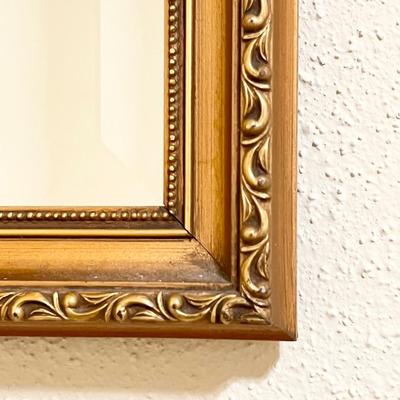 Solid Wood Gold Framed Beveled Glass Wall Mirror