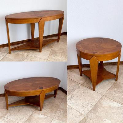 KLAUSSNER ~ Three Piece (3) Inlaid Living Room Set ~ MCM Style