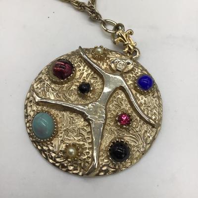 Designed pendant gold toned necklace