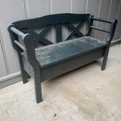 Black Wooden Bench With Storage (Y-MG)