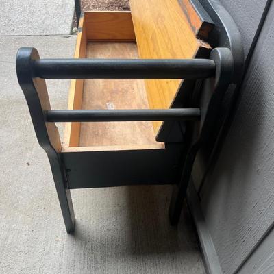 Black Wooden Bench With Storage (Y-MG)