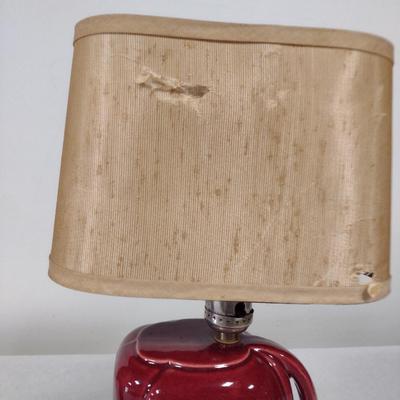 Pair of Glazed Ceramic Lamps with Shades