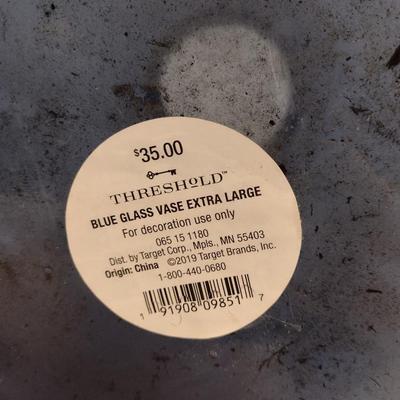 Large, Blown Glass Floor Vase- Approx 15" Tall