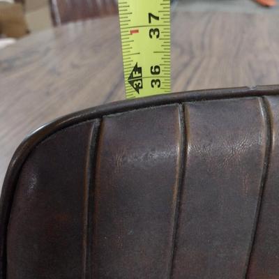 Vintage Mid-Century Laminate Wood Grain Finish Table with Four Rolling Chairs