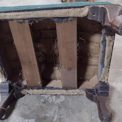 Vintage Hassock with Burlap Style Covering