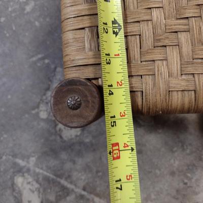 Wooden Frame Foot Stool with Woven Splint Wood Top