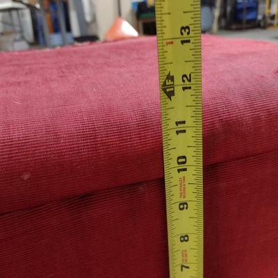 Vintage Upholstered Hassock- Wooden Feet and Tack Accents