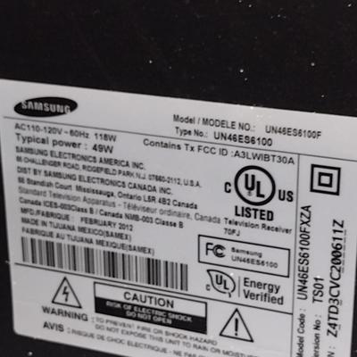 Samsung Flat Screen Television- Approx 46"- Item is in Working Condition