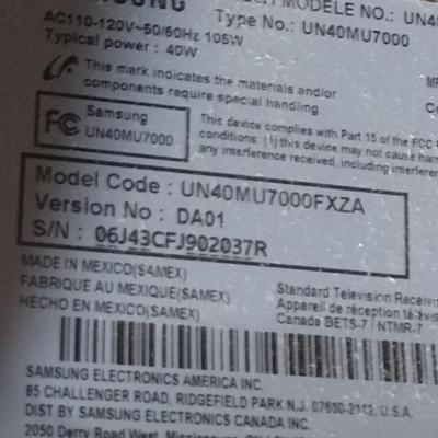 Samsung Flat Screen Television- Approx 39"- Item is in Working Condition