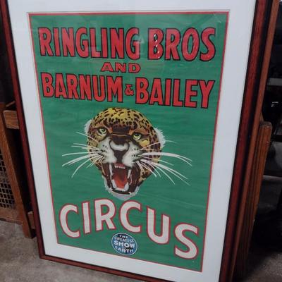 Vintage Original Ringling Bros and Barnum & Bailey Circus Poster Framed Under Glass