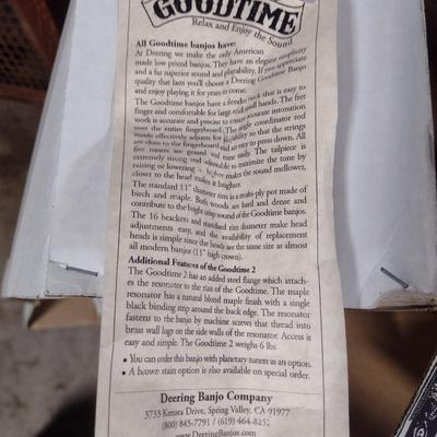 Deering Banjo Company Banjo with Soft Case and Shoulder Strap- The Goodtime Two Model