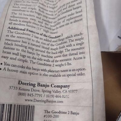 Deering Banjo Company Banjo with Soft Case and Shoulder Strap- The Goodtime Two Model