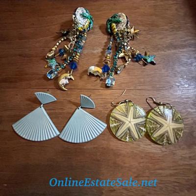 3 PAIRS OF BEACH THEME EARRINGS