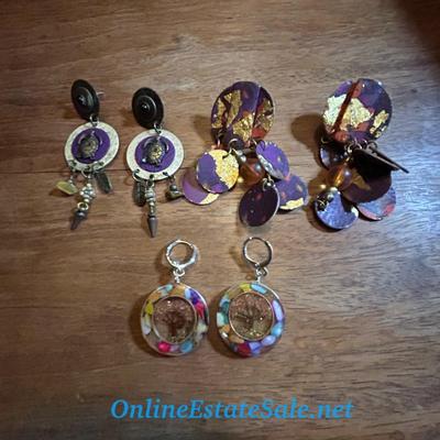 3 PAIR PURPLE EARRINGS