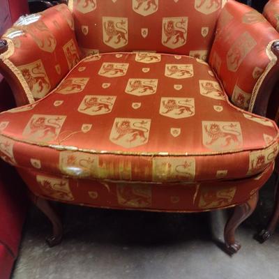 Pair of Wood Framed Upholstered French Country Sitting Chairs