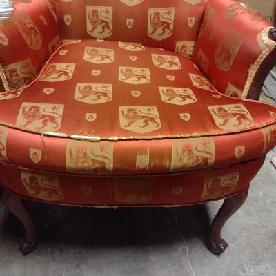 Pair of Wood Framed Upholstered French Country Sitting Chairs