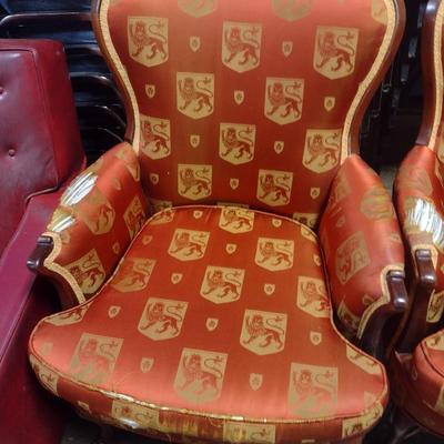 Pair of Wood Framed Upholstered French Country Sitting Chairs