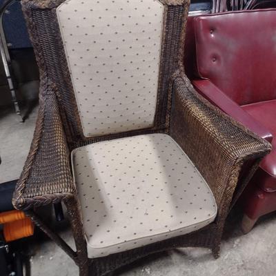 Rattan Sitting Chair with Upholstered Back and Seat