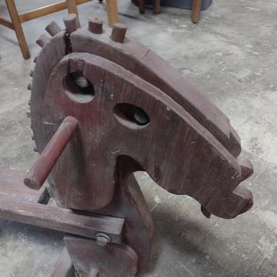 Antique Child's Hand-Crafted Wood Hobby Horse